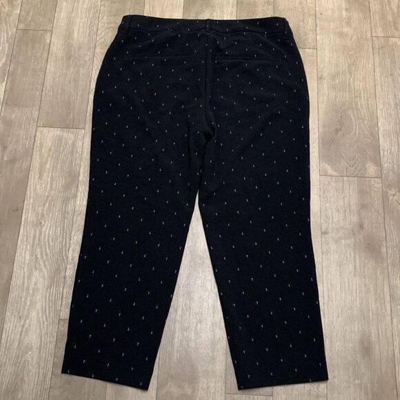 Womens Old Navy Harper All Over Anchor Print Ankle Mid Rise Stretch Pants - Picture 2 of 7